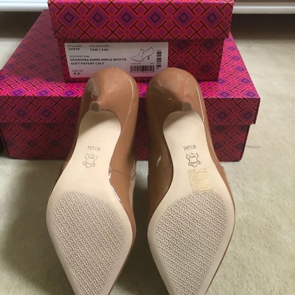 NIB Tory Burch Georgina 80mm Ankle Bootie 8.5 Tan